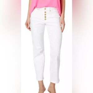 Excellent Condition Size 6 Lilly Pulitzer Gold Button South Ocean Crop Jeans